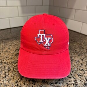 Texas Rangers Hat '47 Cleanup Baseball Cap Strap Back Adjustable Red MLB